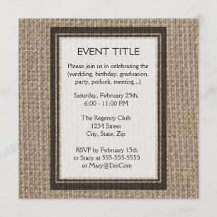 Invitation modèle de arrière - plan en burlap clair
