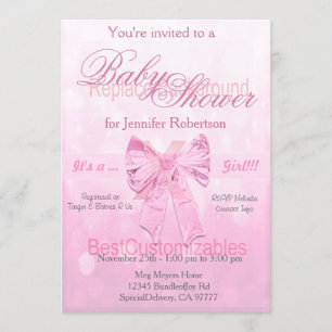 Invitation Modèle de Baby shower de Bow rose