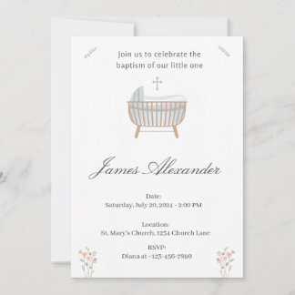 Invitation Modèle de baptême de bébé minimaliste
