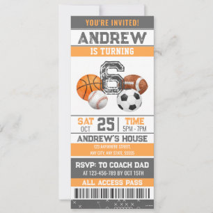 Invitation Modèle de billet de sport All Star personnalisé po