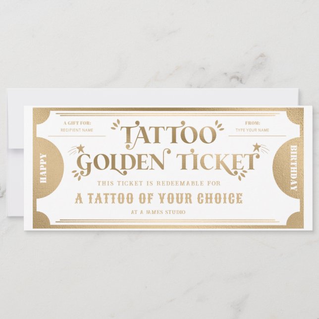 Invitation Modèle de bon cadeau de tatouage personnalisé (Devant)