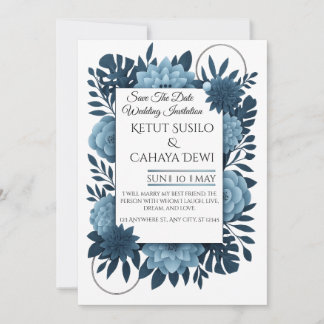 Invitation Modèle de carton d'invitation de mariage floral bl