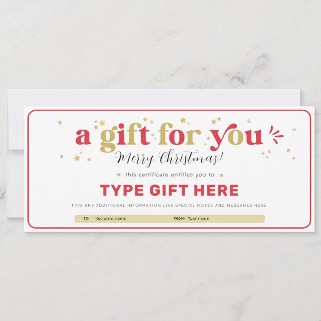 Invitation Modèle de certificat de bon cadeau de Noël personn (Devant)