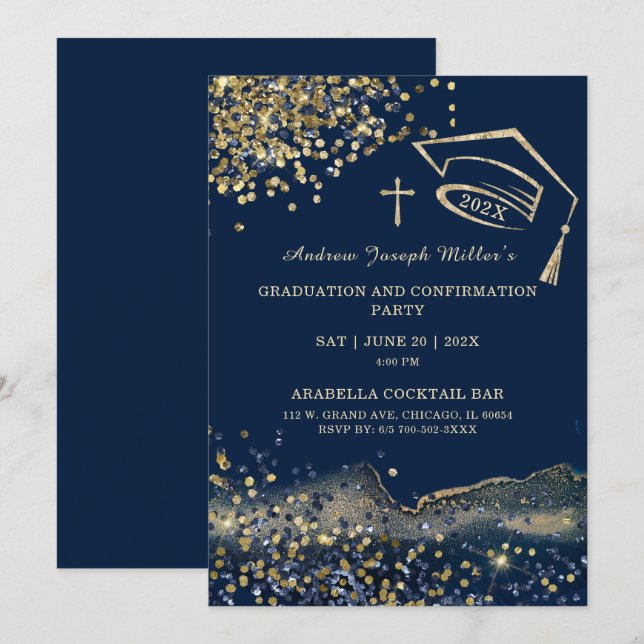 Invitation Modèle de certification et de confirmation Blue et (Devant / Derrière)