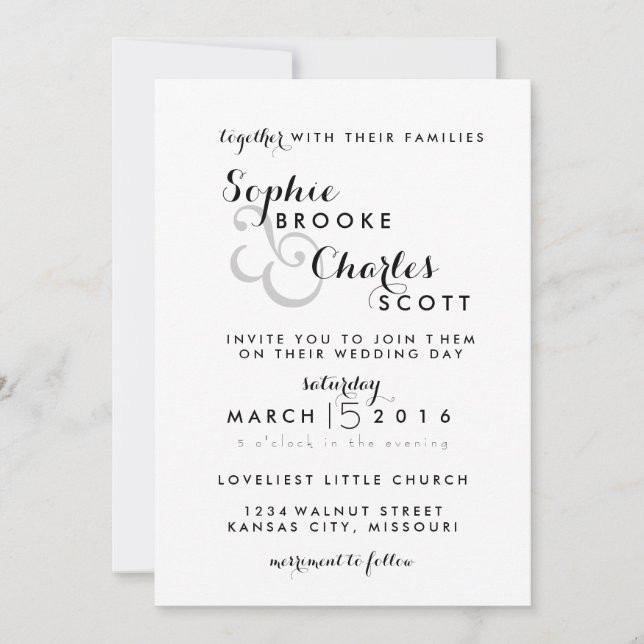 Invitation modèle de charme moderne de 5" x 7" (Devant)