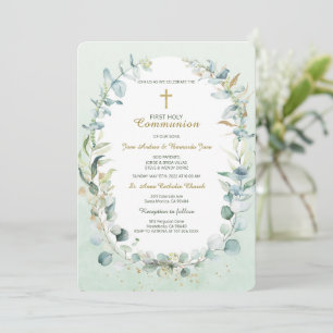 Invitation Modèle de communion verdoyante Twin