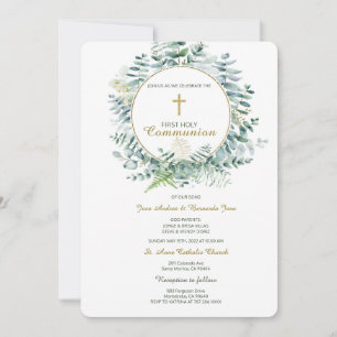 Invitation Modèle de communion verdoyante Twin