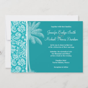 Invitation Modèle de damas bleu-vert d'été