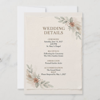 Invitation Modèle de détails de mariage