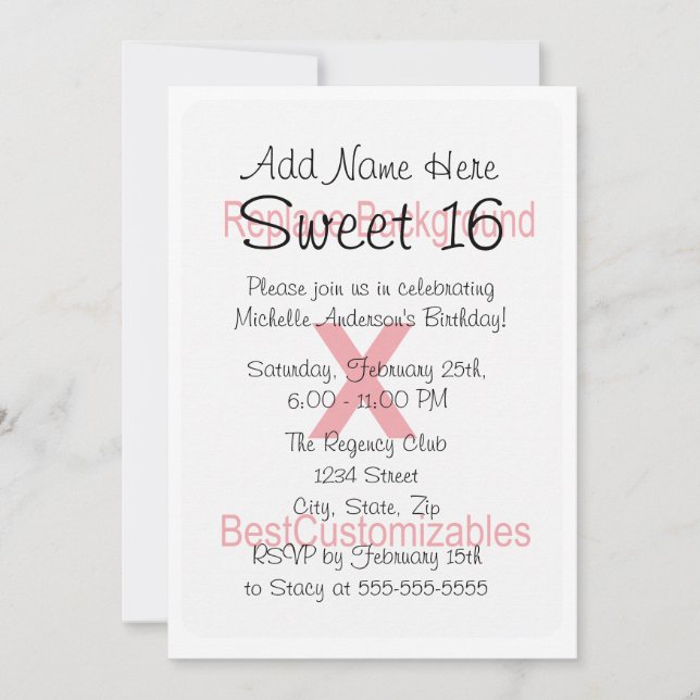 Invitation Modèle de fête d'anniversaire du bonbon 16 (Devant)