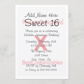 Invitation Modèle de fête d'anniversaire du bonbon 16