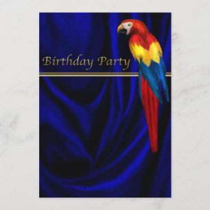 Invitation Modèle de fête d'anniversaire en satin de perroque