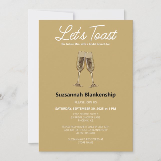 Invitation Modèle de Fête des mariées de toast de Flute Champ (Devant)