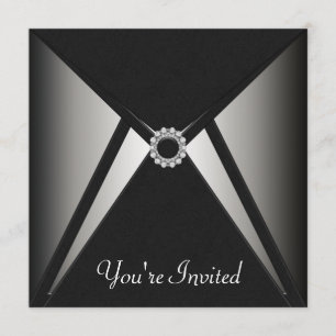 Invitation Modèle de fête élégant noir pour toutes occasions