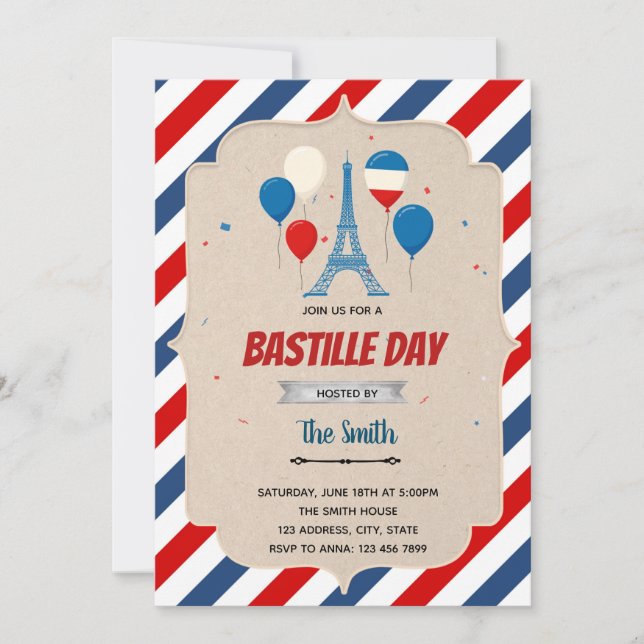 Invitation Modèle de flyer pour la fête de la Bastille (Devant)