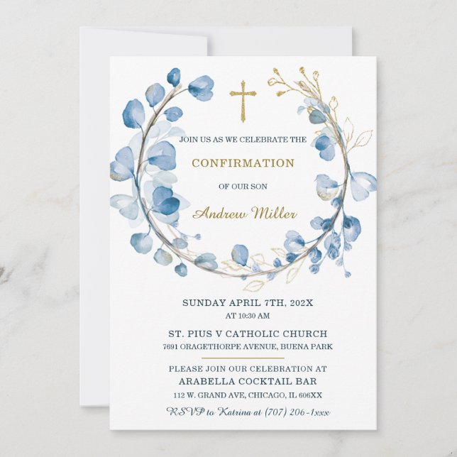 Invitation Modèle de garçon de confirmation imprimable (Devant)