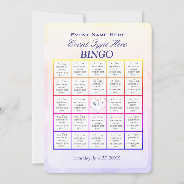 Invitation Modèle de jeu de Bingo (Devant)