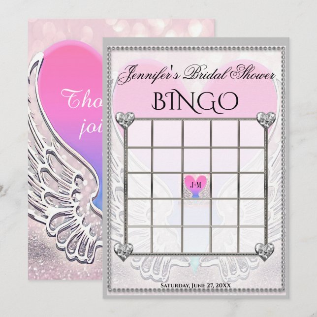 Invitation Modèle de jeu Fête des mariées Bingo (Devant / Derrière)