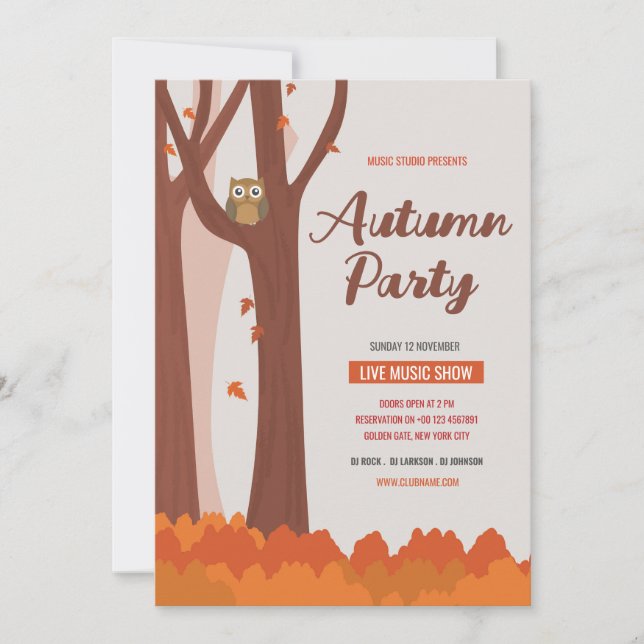 Invitation Modèle de la fête de fête d'automne / automne (Devant)