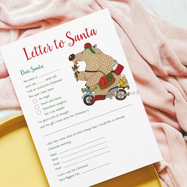 Invitation Modèle de lettre de Noël pour l'ours du Père Noël (Créateur téléchargé)