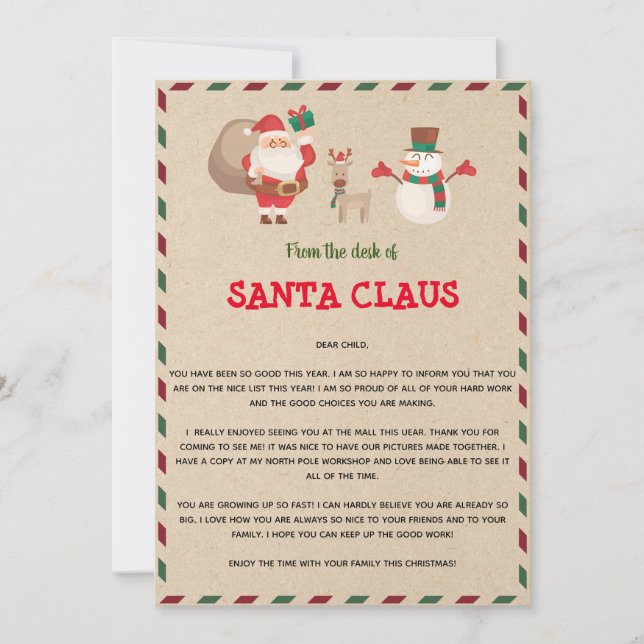 Invitation Modèle de lettre du Père Noël (Devant)