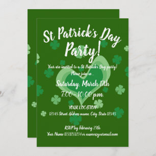 Invitation modèle de l'invitation de la fête de la St Patrick