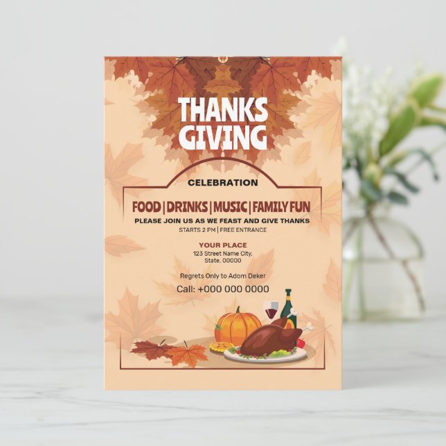 Invitation Modèle de l'invitation de la fête de Thanksgiving (Debout devant)