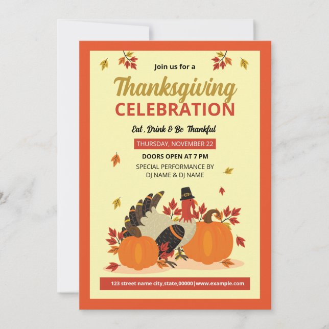 Invitation Modèle de l'invitation de la fête de Thanksgiving (Devant)
