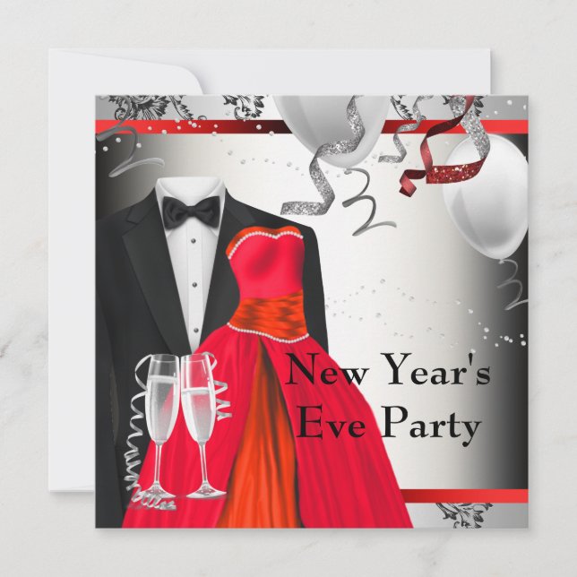 Invitation Modèle de l'invitation de la soirée rouge Tuxedo n (Devant)