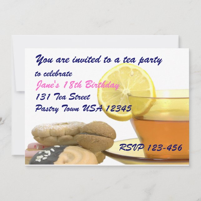 Invitation Modèle de l'invitation de Tea Party (Devant)