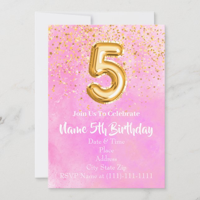 Invitation modèle de l'invitation du 5e anniversaire (Devant)