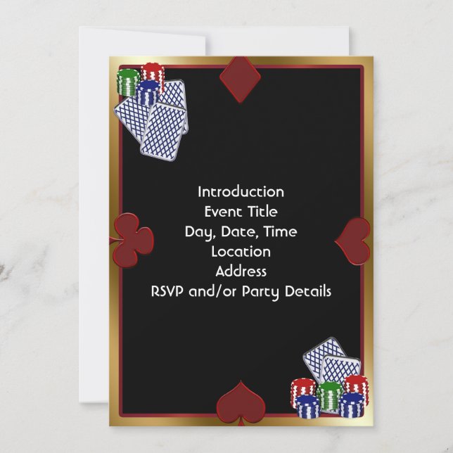 Invitation Modèle de l'invitation du Poker Party (Devant)