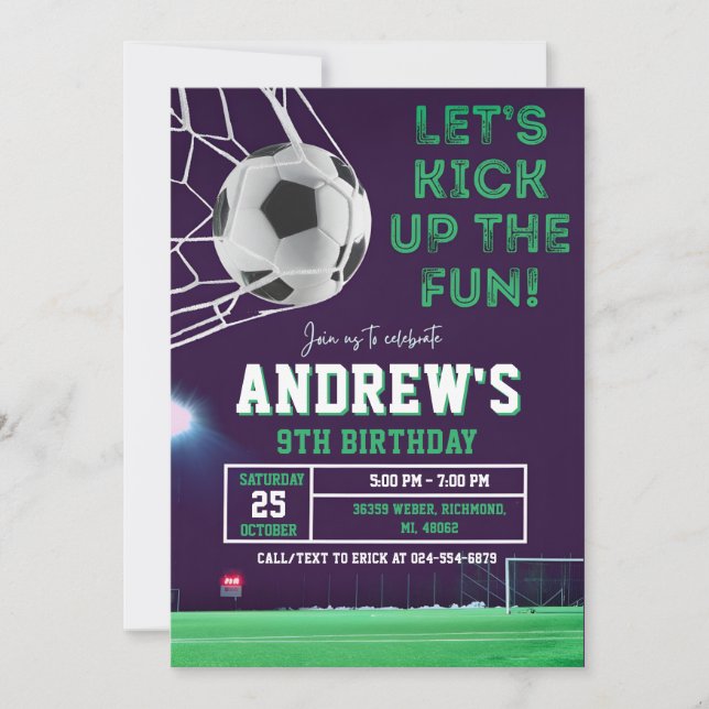 Invitation Modèle de l'invitation pour l'anniversaire de foot (Devant)