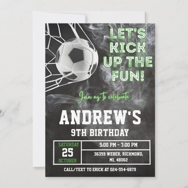Invitation Modèle de l'invitation pour l'anniversaire de foot (Devant)