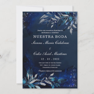 Invitation Modèle de mariage bleu et blanc