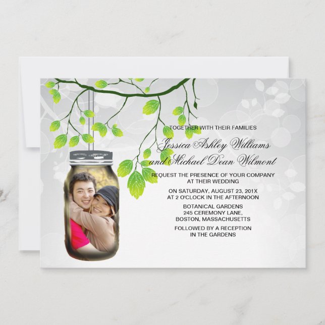 Invitation Modèle de Mariage extérieur Mason Jar (Devant)