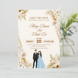 Invitation Modèle de mariage neutre élégant