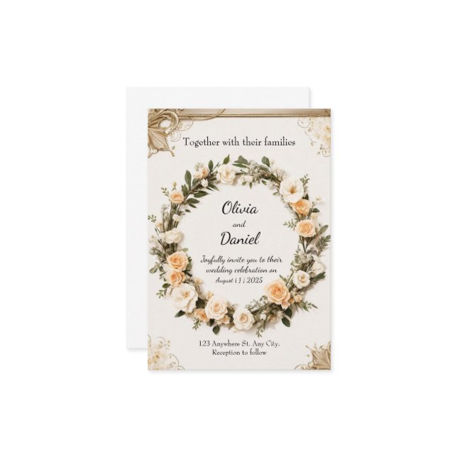Invitation Modèle de mariage personnalisable et imprimable (Devant/Arrière en situation)