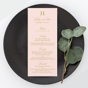 Invitation Modèle de menu Chic Blush Pink & Gold Mariage