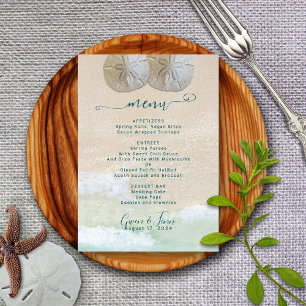 Invitation Modèle de menu de mariage de plage Dollar de sable