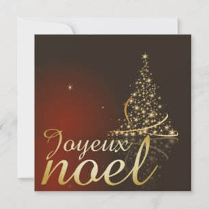 Invitation Modèle de Noël rouge avec arbre de Noël doré