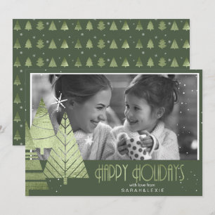 Invitation Modèle de photo d'arbres de Noël Vert ID863