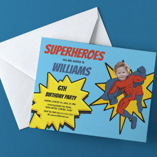 Invitation Modèle de photo de super-héros pour l'anniversaire