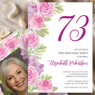 Invitation Modèle de photo personnalisé Roses roses pour 73e 