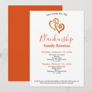 Invitation Modèle de réunion de famille Cœurs liés orange