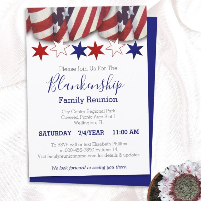 Invitation Modèle de réunion de famille de Bunting patriotiqu (Créateur téléchargé)
