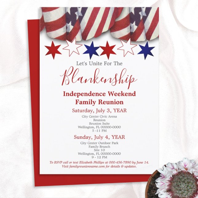Invitation Modèle de réunion de famille de Bunting patriotiqu (Créateur téléchargé)