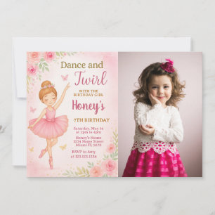 Invitation Modèle de soirée dansante pour filles avec photo