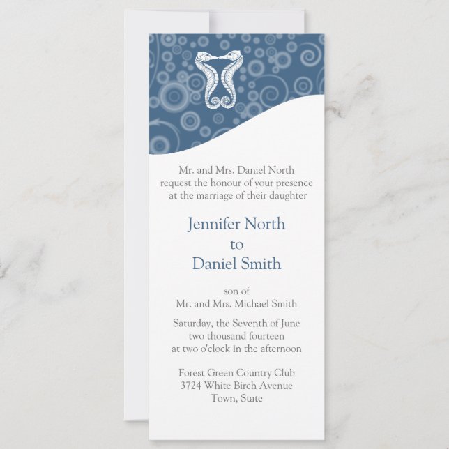 Invitation Modèle d'informations sur le thème Océan Mariage (Devant)