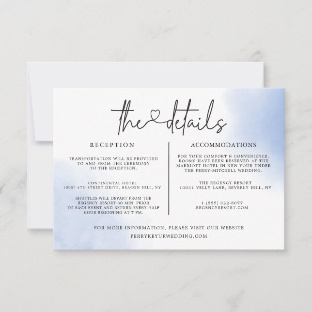 Invitation Modèle d'informations sur les détails du mariage à (Devant)